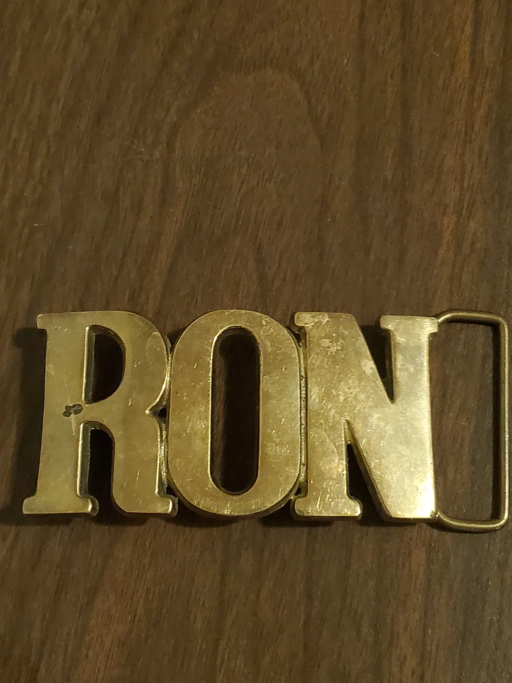 RON Solid Brass Letter Belt Buckle - Men's Accessory